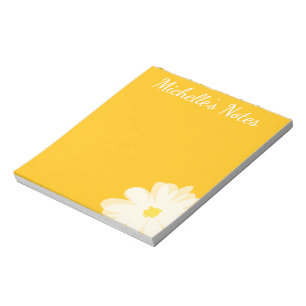 Cute yellow daisy flower personalised name floral notepad