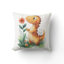 Cute Yellow Dinosaur Holding a Flower