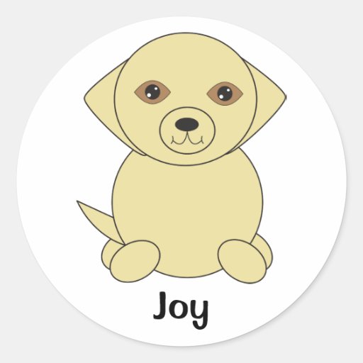 Image of Cute Yellow Dog Personalise Classic Round Sticker