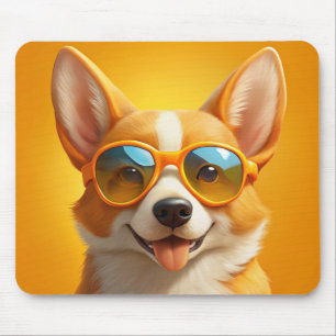 Cute yellow dog wearing 🕶️ mouse mat