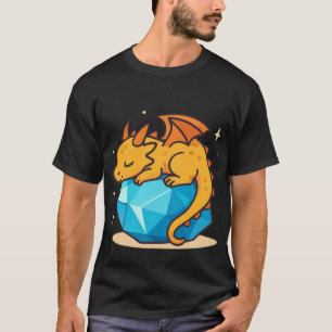 Cute Yellow Dragon Sleeping on Blue Crystal Gem T-Shirt