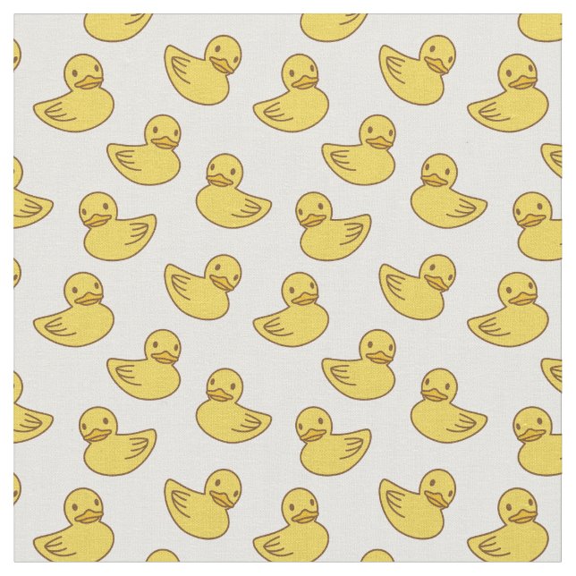 Cute Yellow Duck Baby Shower Ducky Pattern Fabric (Close Up)