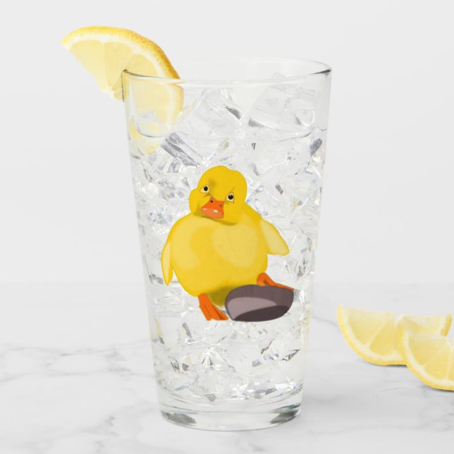 Cute Yellow Duck Glass - Customisable (Front Ice)