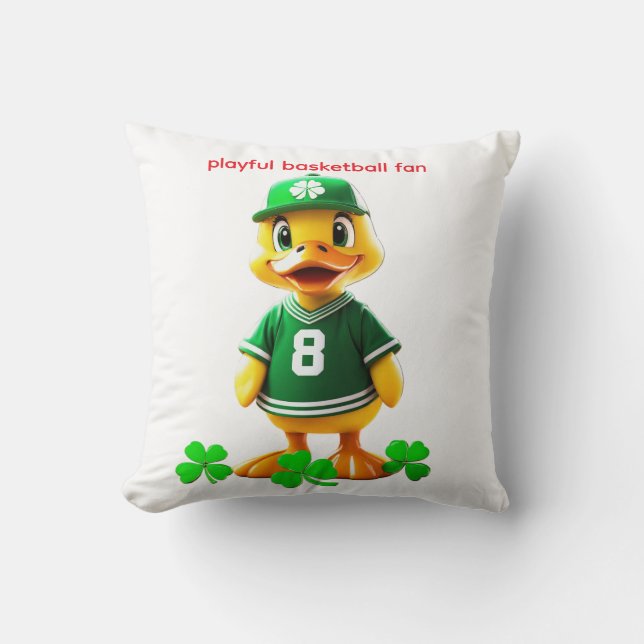 Cute Yellow Duck in Celtics Jersey – Unreal Engine Cushion (Front)