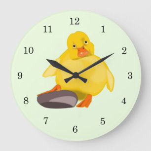 Cute Yellow Duck Large Clock