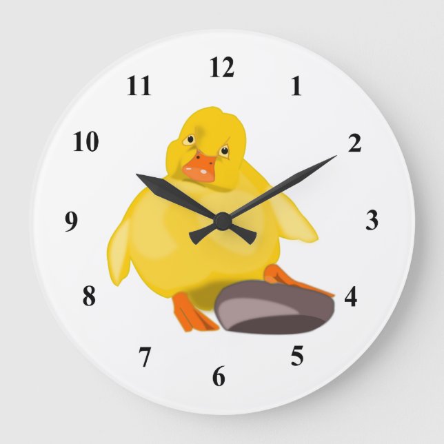 Cute Yellow Duck Large Clock (Front)