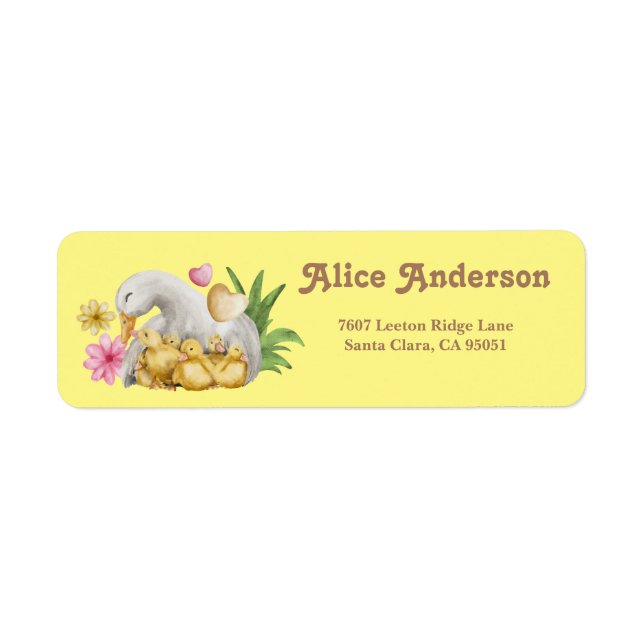 Cute Yellow Duck Mum & Baby Shower Address (Front)