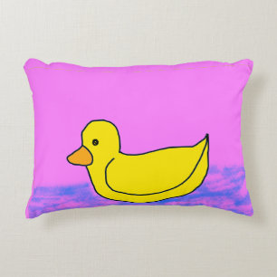 cute yellow duck on pink Accent Pillow