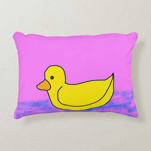 cute yellow duck on pink Accent Pillow (Front)