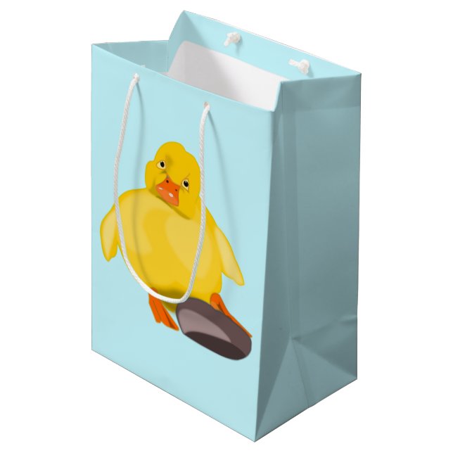 Cute Yellow Duck - Sweet - Choose/Add Colour / Tex Medium Gift Bag (Front Angled)