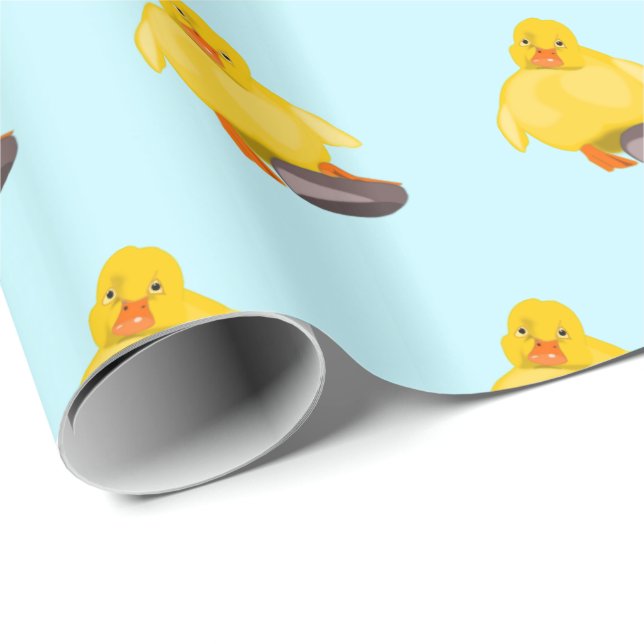 Cute Yellow Duck - Sweet - Choose/Add Colour / Tex Wrapping Paper (Roll Corner)