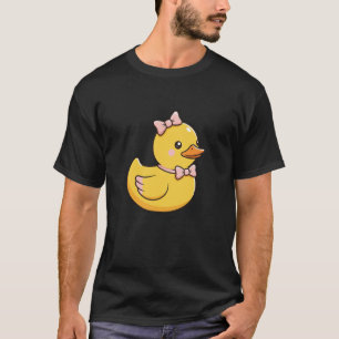 Cute Yellow Duck with Bows Womens Kawaii Farm Anim T-Shirt