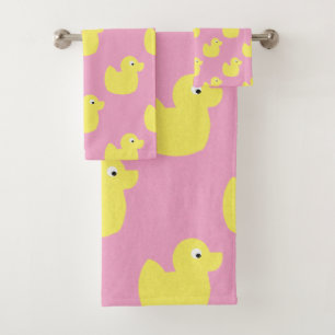 Cute yellow duckies pattern bath towel set