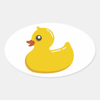 Cute Yellow Duckling Oval Sticker
