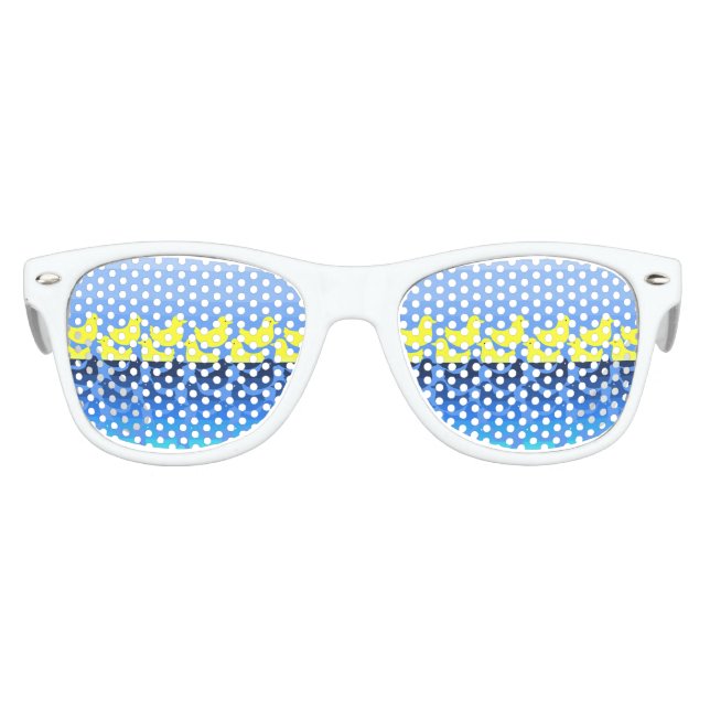 Cute Yellow Ducky on Blue Gradient Water Kids Sunglasses (Front)