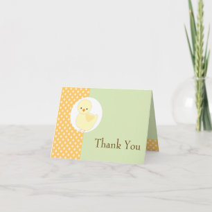 Cute Yellow Ducky Polkadot Thank You Note Card