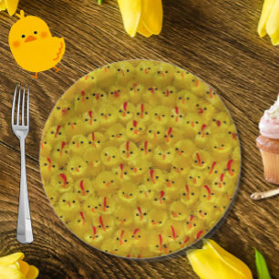 Cute Yellow Easter Chicks Paper Plate