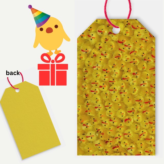 Cute Yellow Easter Chicks Pattern Gift Tag (A cheerful yellow baby chick pattern gift tag, great for Easter or year-round.)