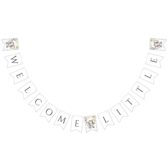 Cute Yellow Elephant Balloons Baby Shower Bunting (All)