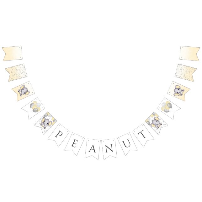 Cute Yellow Elephant Balloons Baby Shower  Bunting (All)