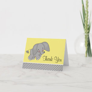 Cute Yellow Elephant Thank You Cards