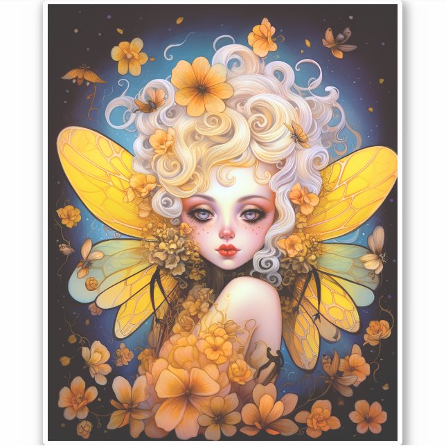 Cute Yellow Fairy Fantasy Art (Front)