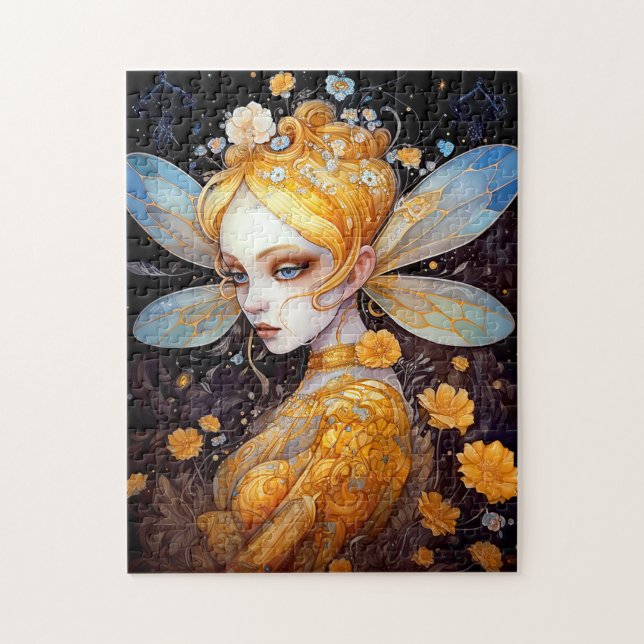 Cute Yellow Fairy Fantasy Art Jigsaw Puzzle (Vertical)