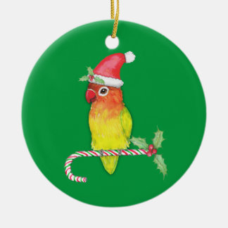 Cute yellow Fischer's lovebird Christmas style Ceramic Tree Decoration