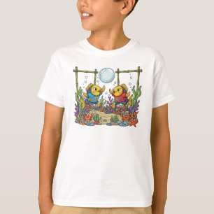 Cute Yellow Fish Playing Bubble Sports Ocean Kids T-Shirt