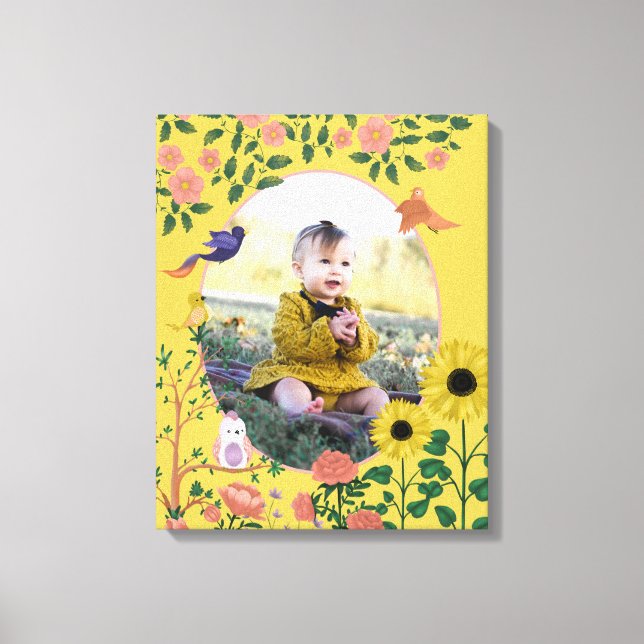 Cute Yellow Floral New Baby Photography Canvas Print (Front)