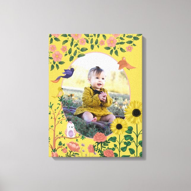 Cute Yellow Floral New Baby Photography Canvas Print (Front)