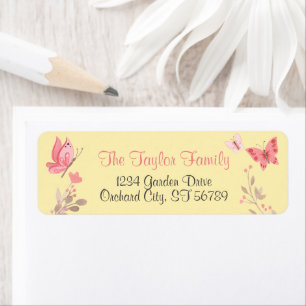Cute Yellow Floral Pink Butterflies