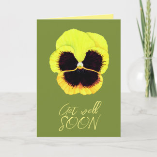 Cute Yellow Flower Watercolor Pansie Get Well  Card