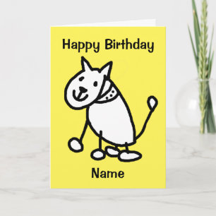 Cute Yellow Funny Cartoon Dog Outline Birthday Card