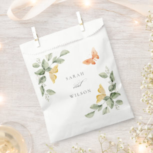 Cute Yellow Garden Foliage Butterflies Wedding Favour Bags