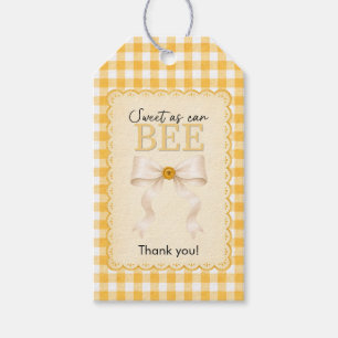 cute Yellow Gingham Bee Baby Shower Favour Tag