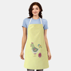 Cute Yellow Gingham Chicken Apron