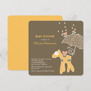 Cute Yellow Giraffe Neutral Baby Shower Invite