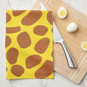 Cute yellow giraffe skin seamless pattern tea towel