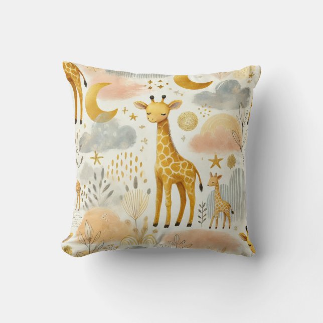 Cute Yellow Giraffe Warm Baby Nursery Pillow (Front)