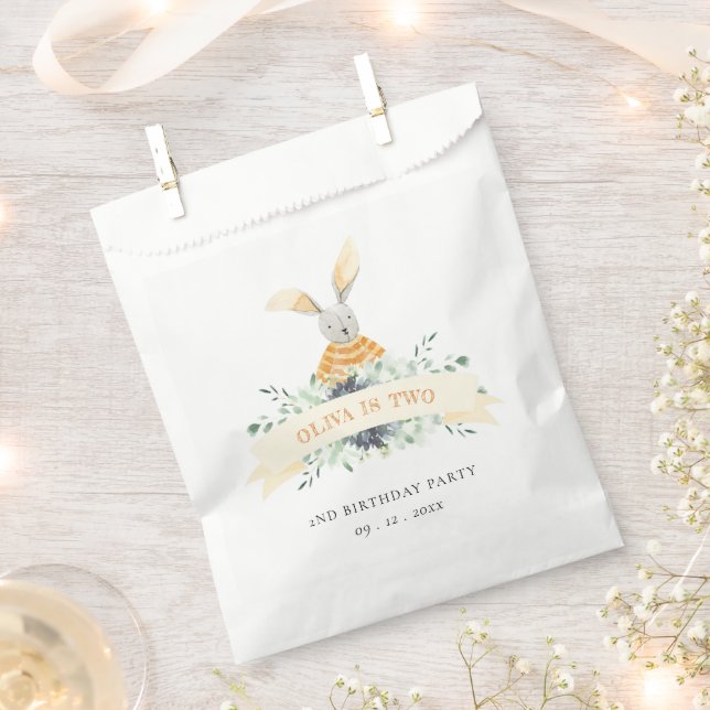 Cute Yellow Green Bunny Foliage Any Age Birthday Favour Bags (Clipped)