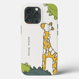 Cute Yellow Green Wild Jungle Giraffe Kid Drawn Case-Mate iPhone Case