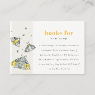 Cute Yellow Grey Little Bug Book For Baby Shower Enclosure Card
