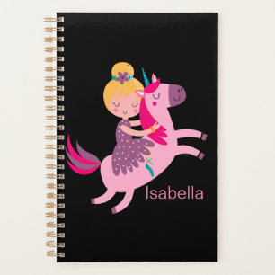 Cute Yellow Haired Girl Riding on a Unicorn Planner