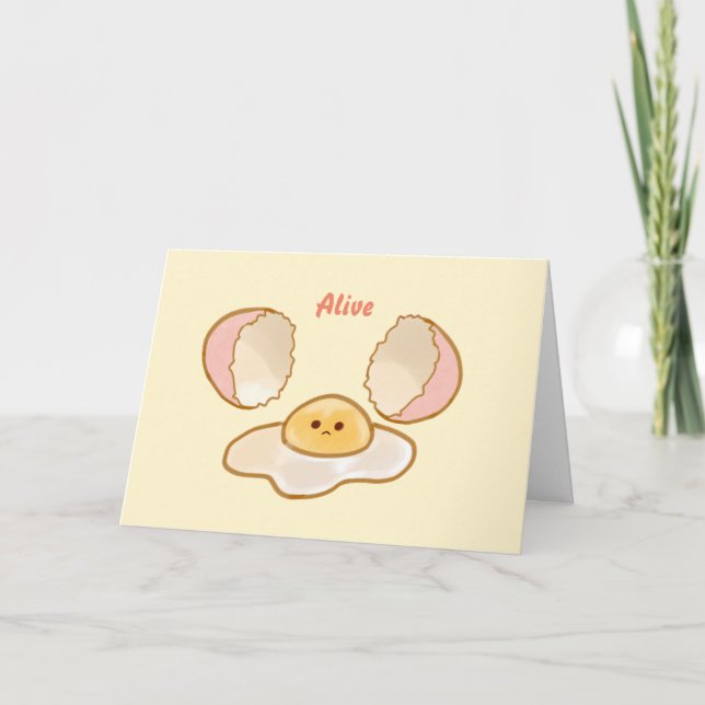 cute yellow hand-drawn fried egg with funny quotes thank you card (Front)
