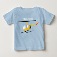 Cute yellow happy cartoon helicopter