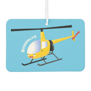 Cute yellow happy cartoon helicopter  car air freshener