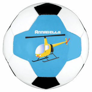 Cute yellow happy cartoon helicopter football