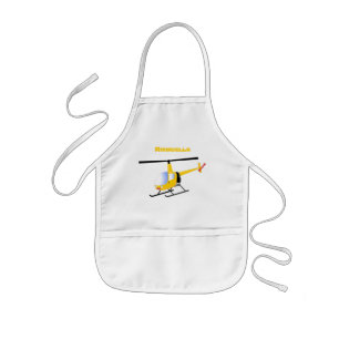 Cute yellow happy cartoon helicopter kids apron