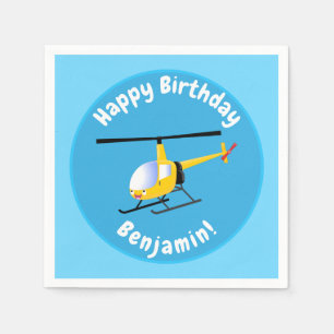 Cute yellow happy cartoon helicopter napkin